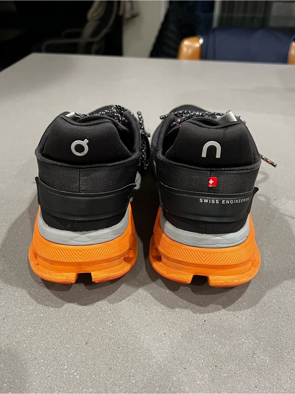 On Cloud Men's Black & Orange Running Shoes - Picture 4 of 13